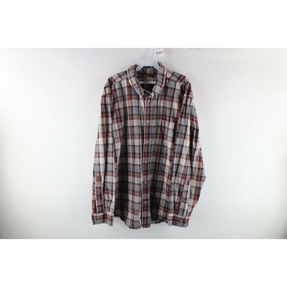 Filson Mens Size XL Checkered Plaid Sutter Sport Long Sleeve Button Shirt Cotton